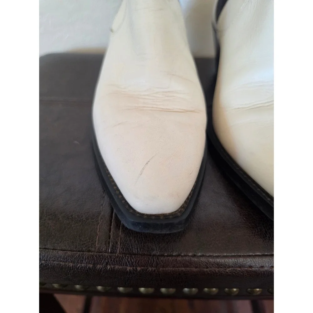 Everlane Bone Cream Italy Leather Western Festival Boho‎ Cottage Boots sz 7